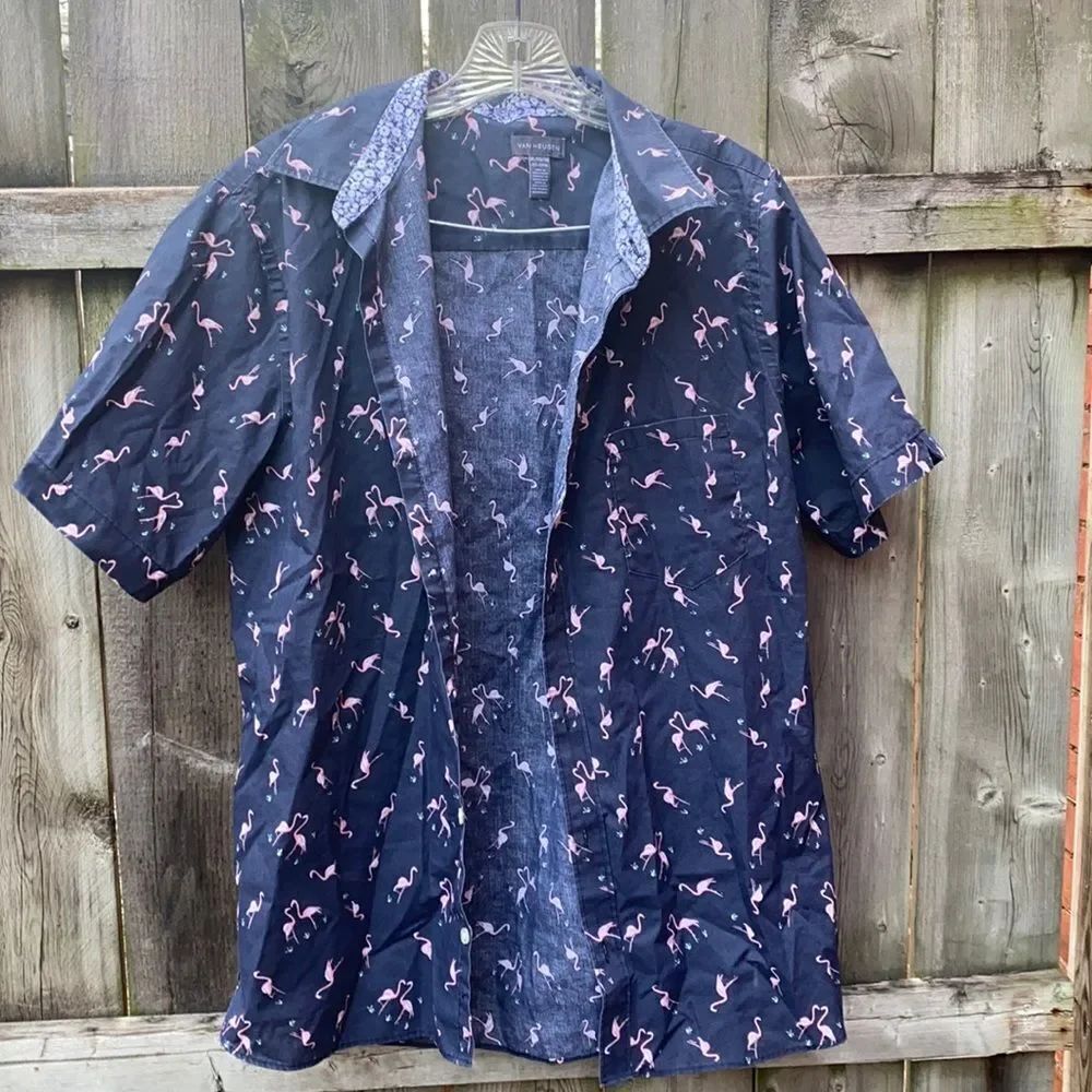 Van Heusen Button Down flamingo shirt sz. 17-17.5